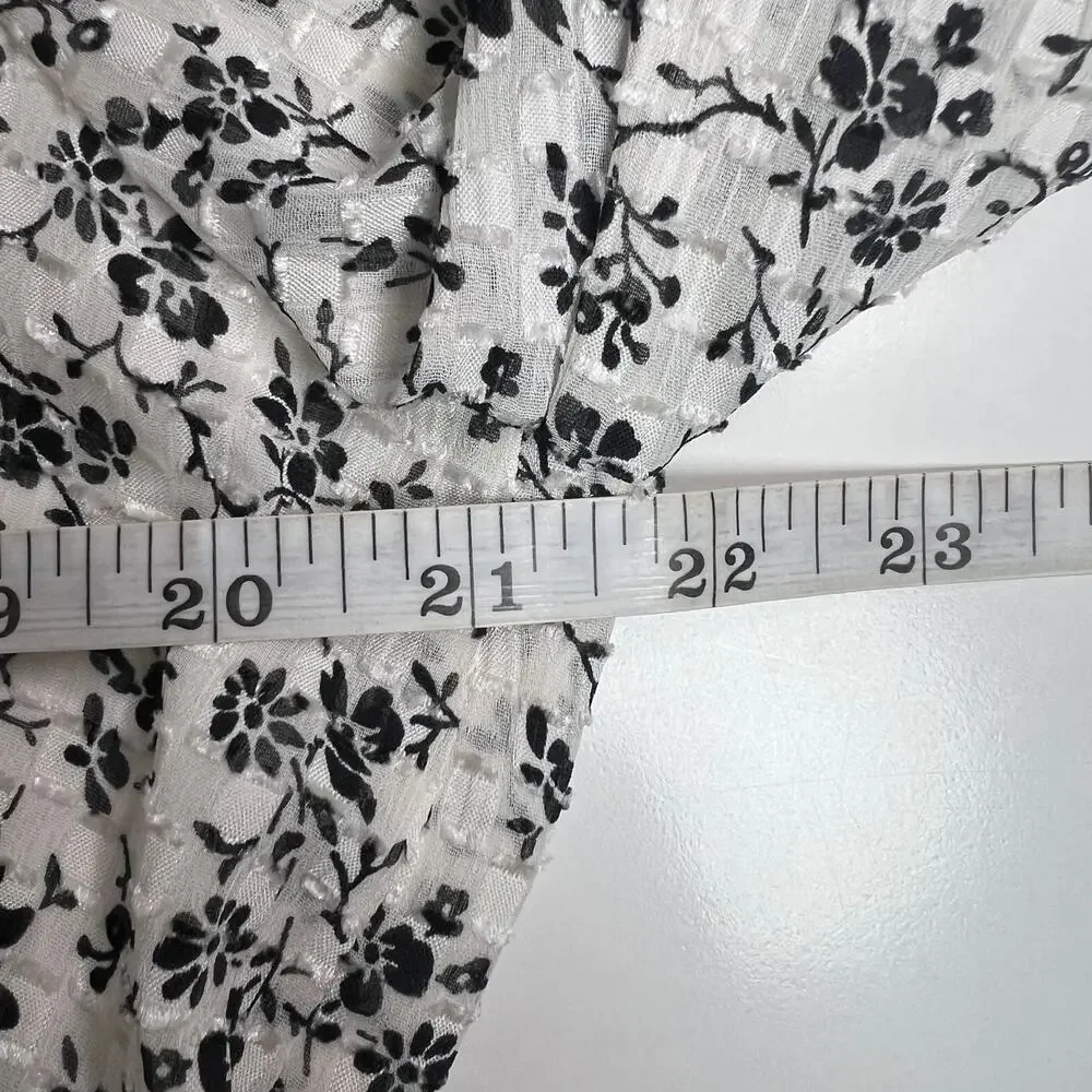 Madewell Women's Peplum Blouse Black and White Ditsy Floral Print Airy Size XL - Picture 11 of 16